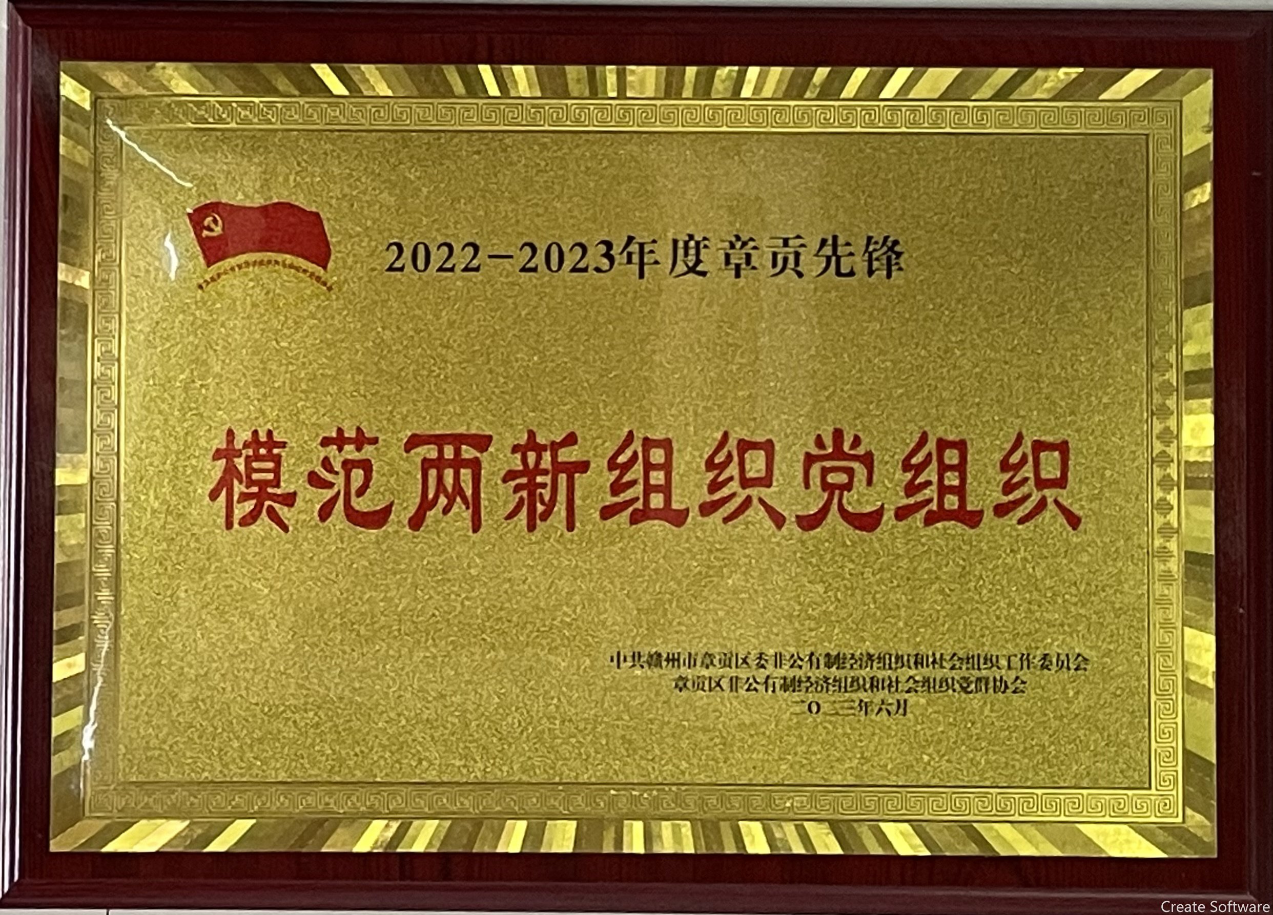 2023.6.29+2022-2023年度章贡先锋模范两新组织党组织（科睿特）.JPG